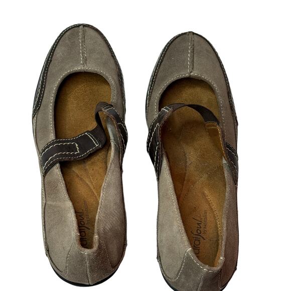 Natural Soul‎ By Naturalizer Taupe Suede Leather Mary Jane Shoes Size 9 M Wedge - Picture 4 of 8